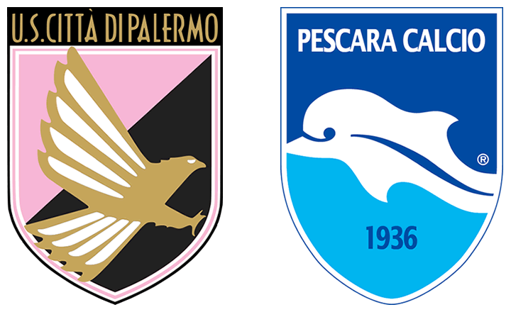 Gli stemmi del Palermo e del Pescara