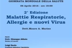 Mercoledì 6 aprile 2016, in occasione della Giornata Mondiale della Salute, alle ore 18,00 presso gli Spazi Socio-Culturali Ospedaletto di Lascari si terrà un convegno dedicato alle malattie respiratorie, allergie e nuovi virus nell’ambito del progetto permanente che si relaziona con l’originaria vocazione della struttura, un tempo, centro d’importanza per la cura e la profilassi 
